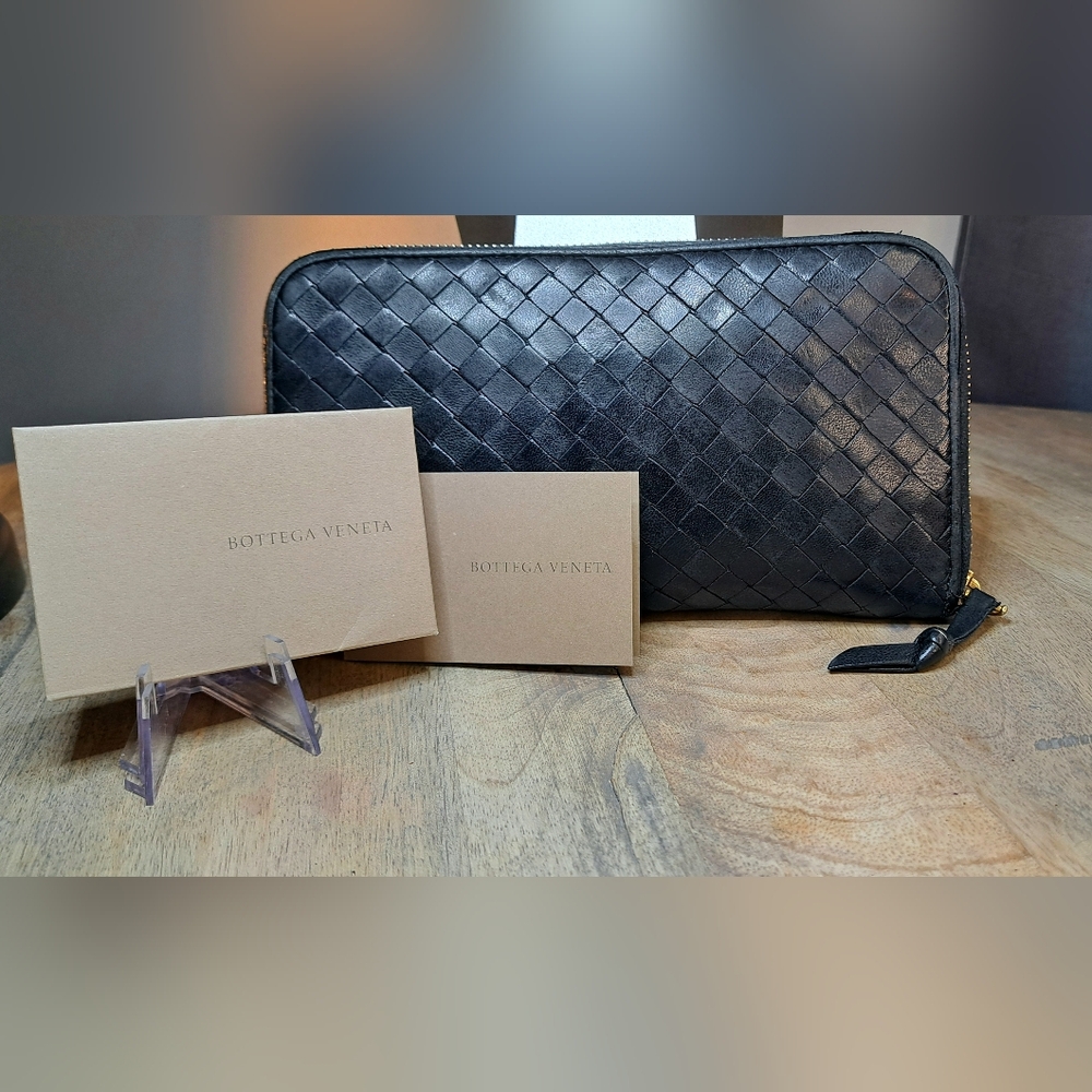 Bottega Veneta Black Intrecciato Leather Wallet